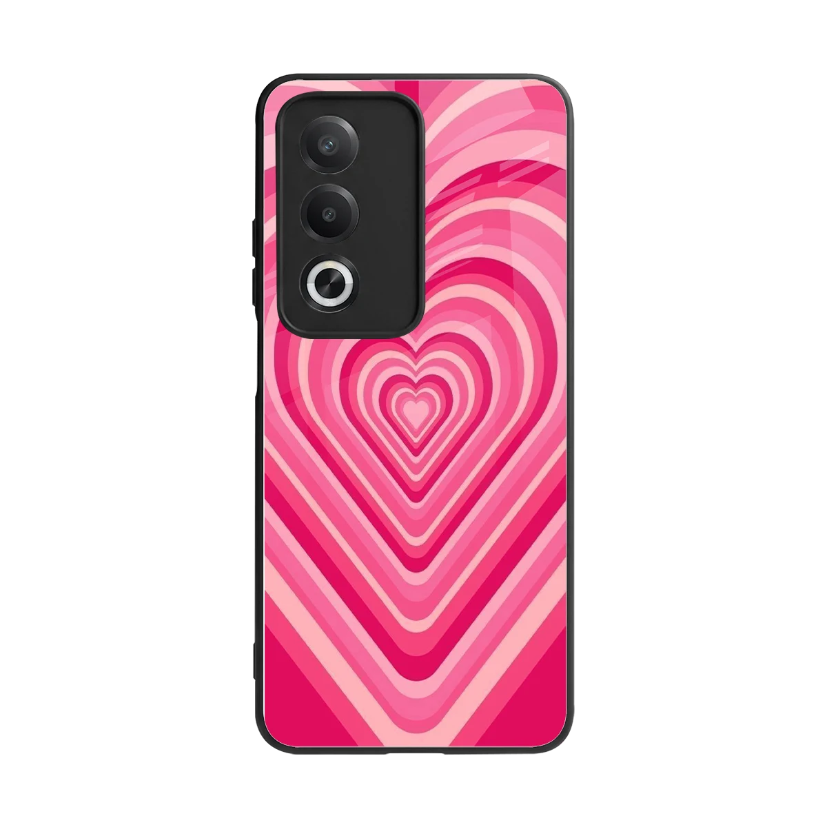 Y2K French Pink Hearts back phone cover | glass case for oppo a3 pro