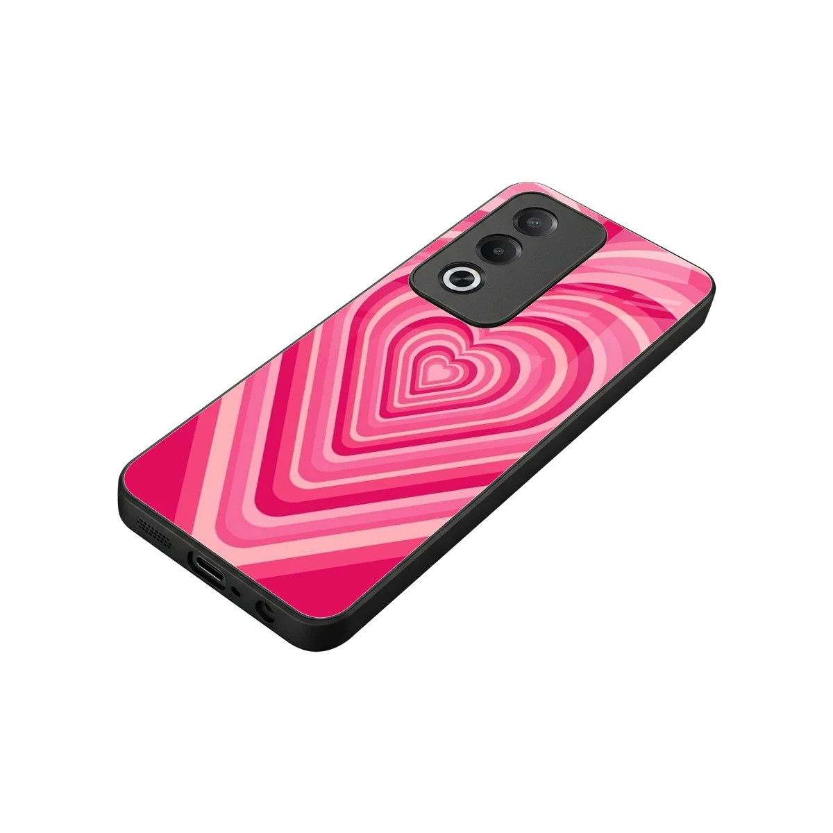 Y2K French Pink Hearts stylish phone case for oppo a3 pro | glossy glass and slim fit