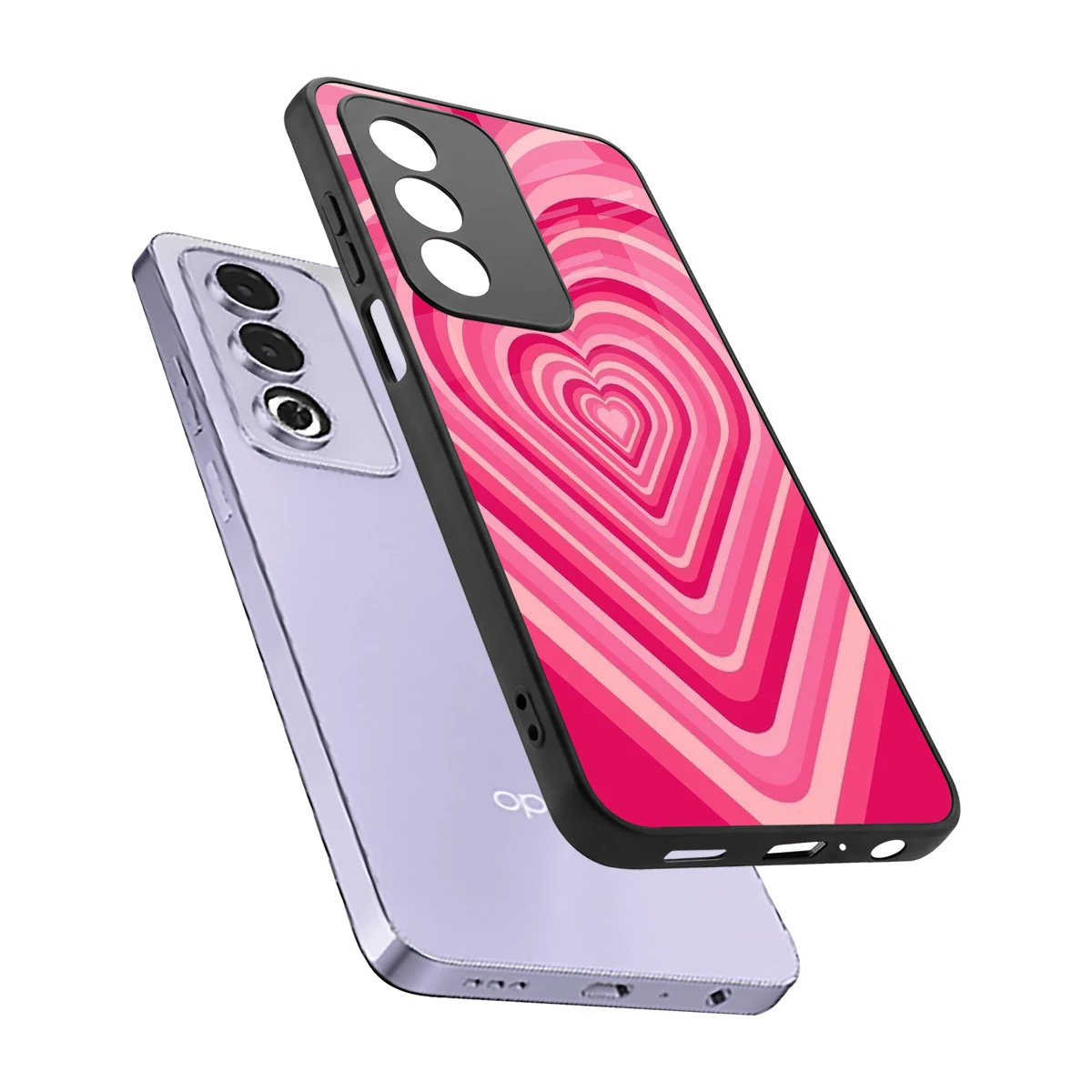 Y2K French Pink Hearts sleek oppo a3 pro cover with tempered glass back and TPU edges