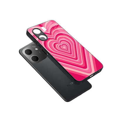 Y2K French Pink Hearts sleek oppo a5x 5g cover with tempered glass back and TPU edges