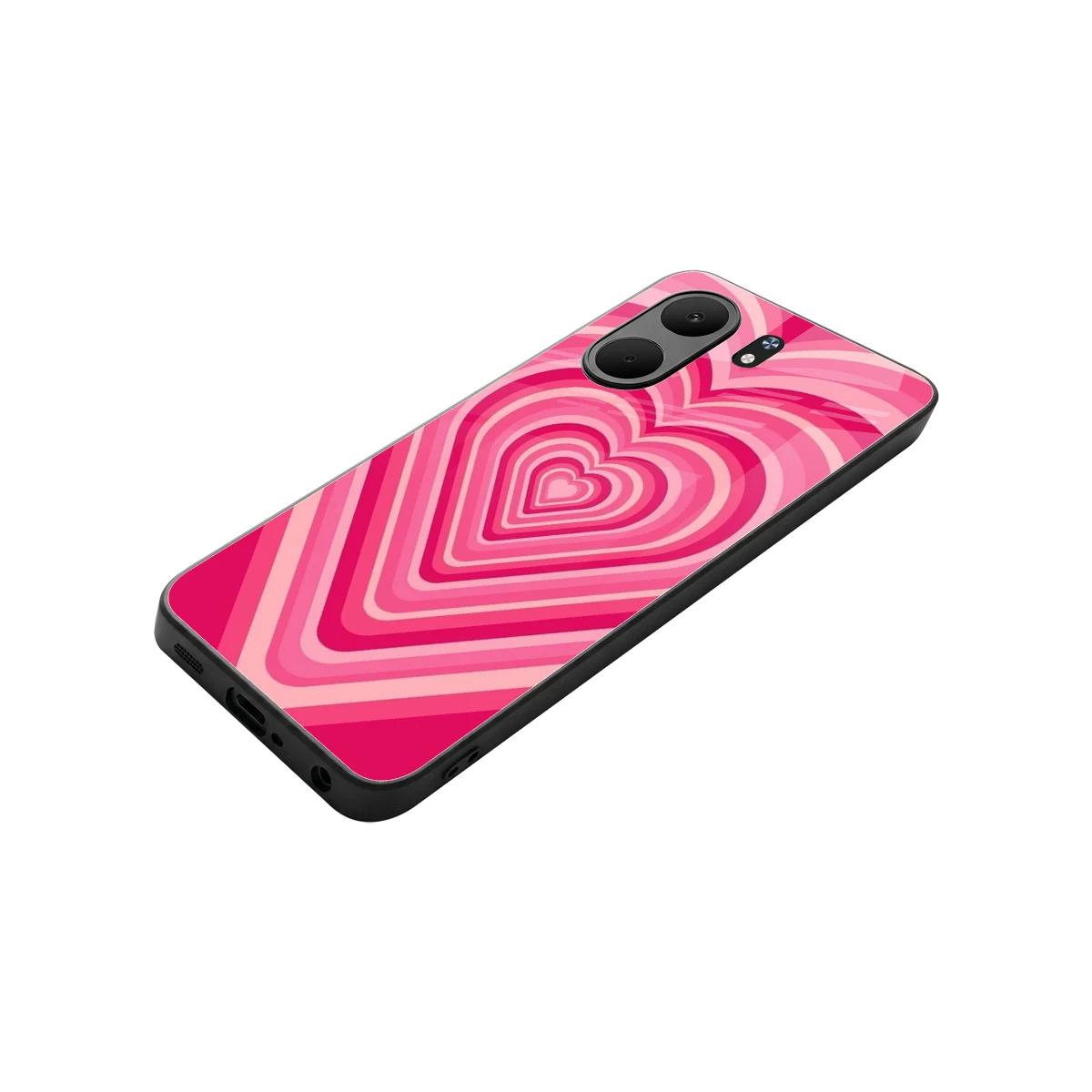 Y2K French Pink Hearts stylish phone case for oppo a5x 5g | glossy glass and slim fit