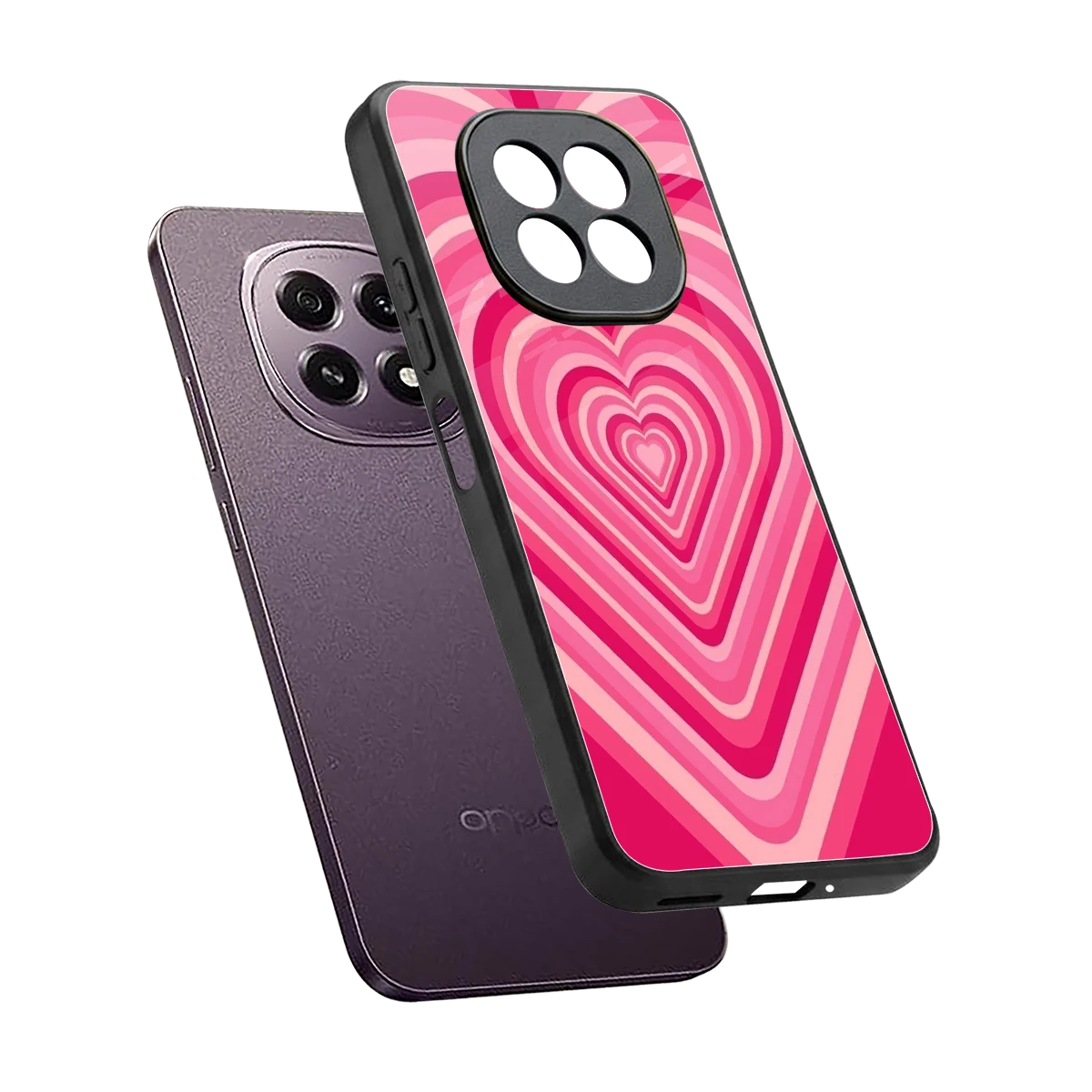 Y2K French Pink Hearts sleek oppo f29 5g cover with tempered glass back and TPU edges