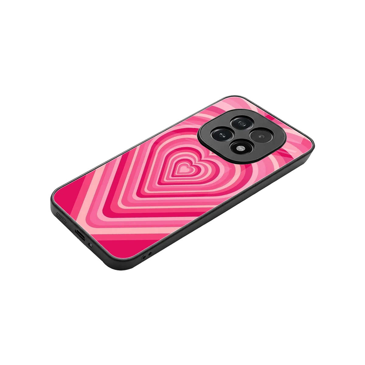 Y2K French Pink Hearts stylish phone case for oppo f29 5g | glossy glass and slim fit