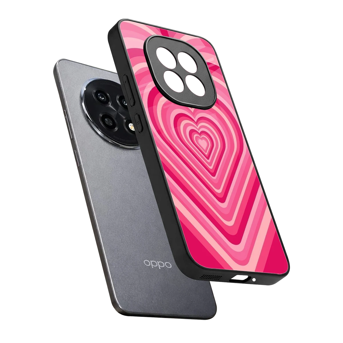 Y2K French Pink Hearts sleek oppo f29 pro 5g cover with tempered glass back and TPU edges