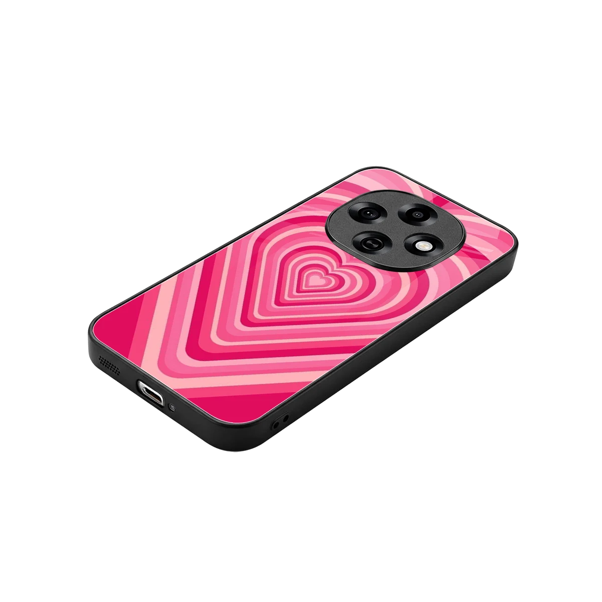 Y2K French Pink Hearts stylish phone case for oppo f31 pro 5g | glossy glass and slim fit