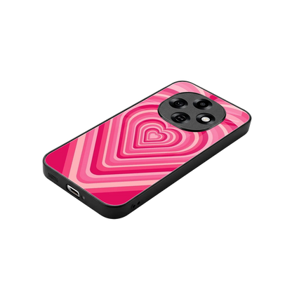Y2K French Pink Hearts stylish phone case for oppo f31 pro 5g | glossy glass and slim fit