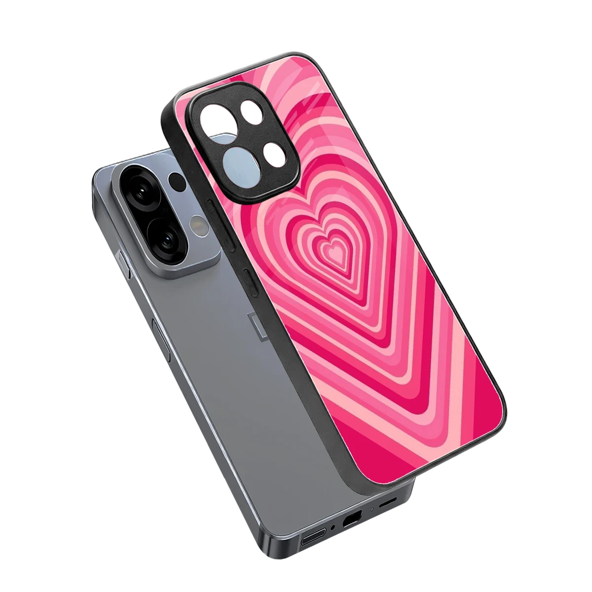 Y2K French Pink Hearts sleek oppo k13 5g cover with tempered glass back and TPU edges