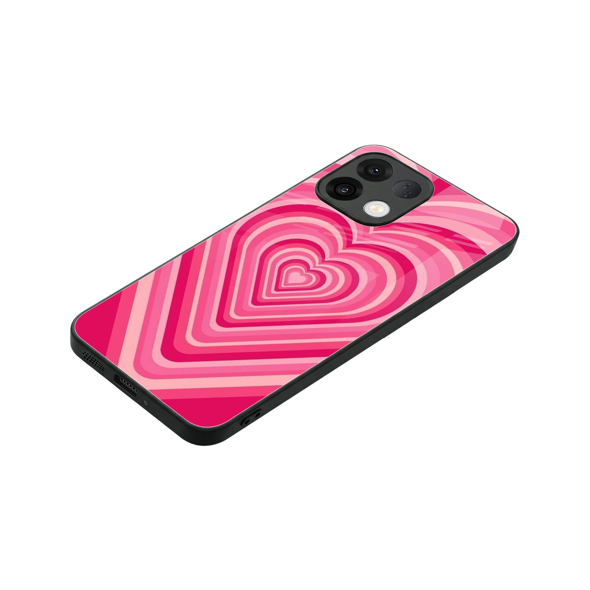 Y2K French Pink Hearts stylish phone case for oppo k13 5g | glossy glass and slim fit