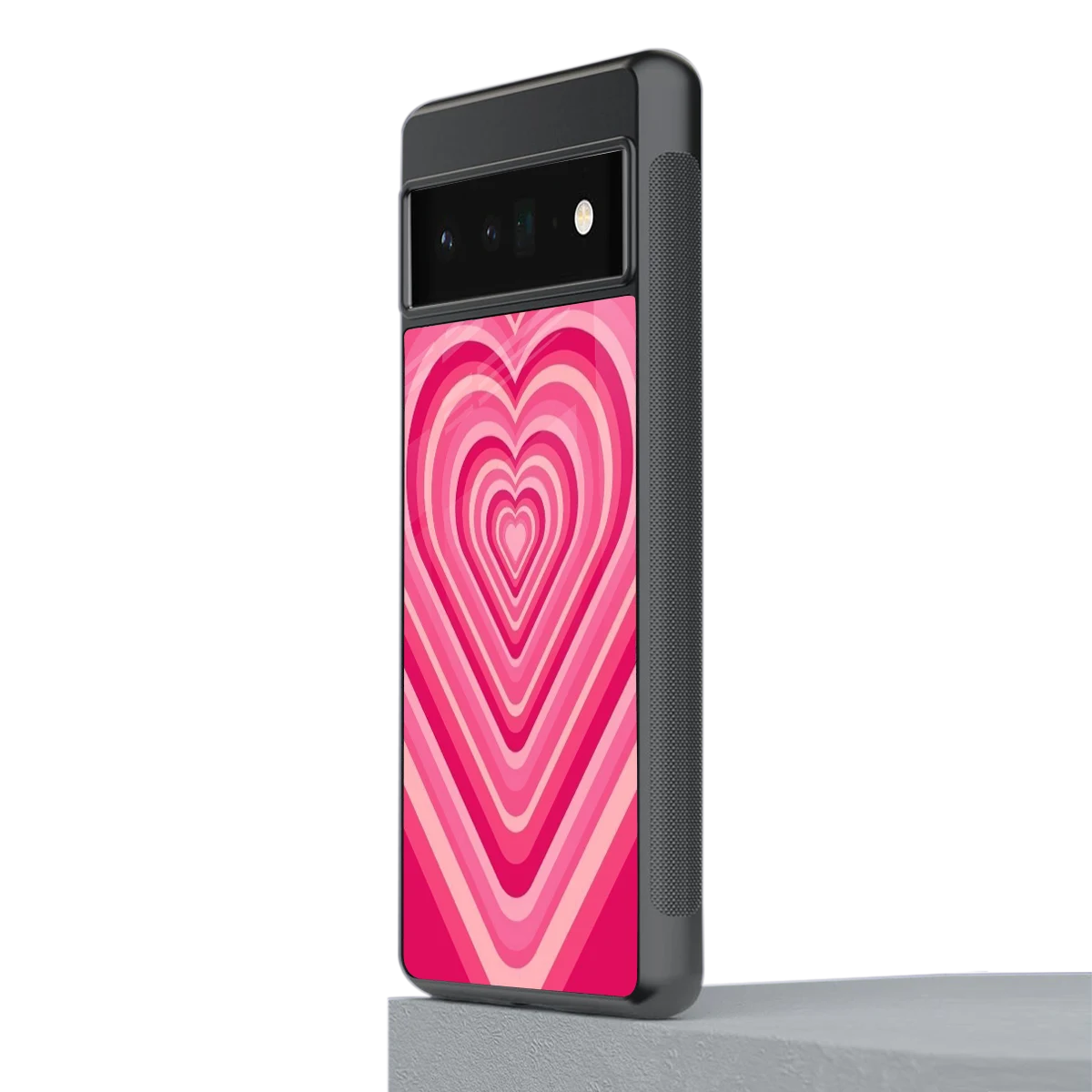 Y2K French Pink Hearts stylish phone case for google pixel 6 pro | glossy glass and slim fit