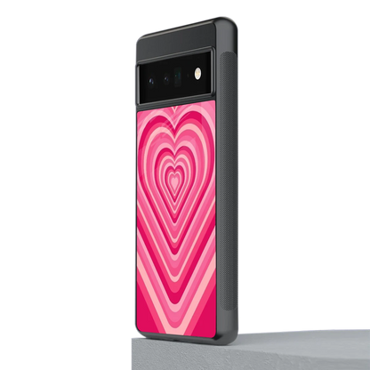 Y2K French Pink Hearts stylish phone case for google pixel 6 pro | glossy glass and slim fit
