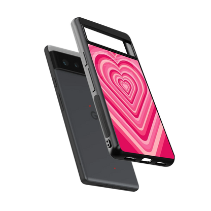 Y2K French Pink Hearts sleek google pixel 6a cover with tempered glass back and TPU edges