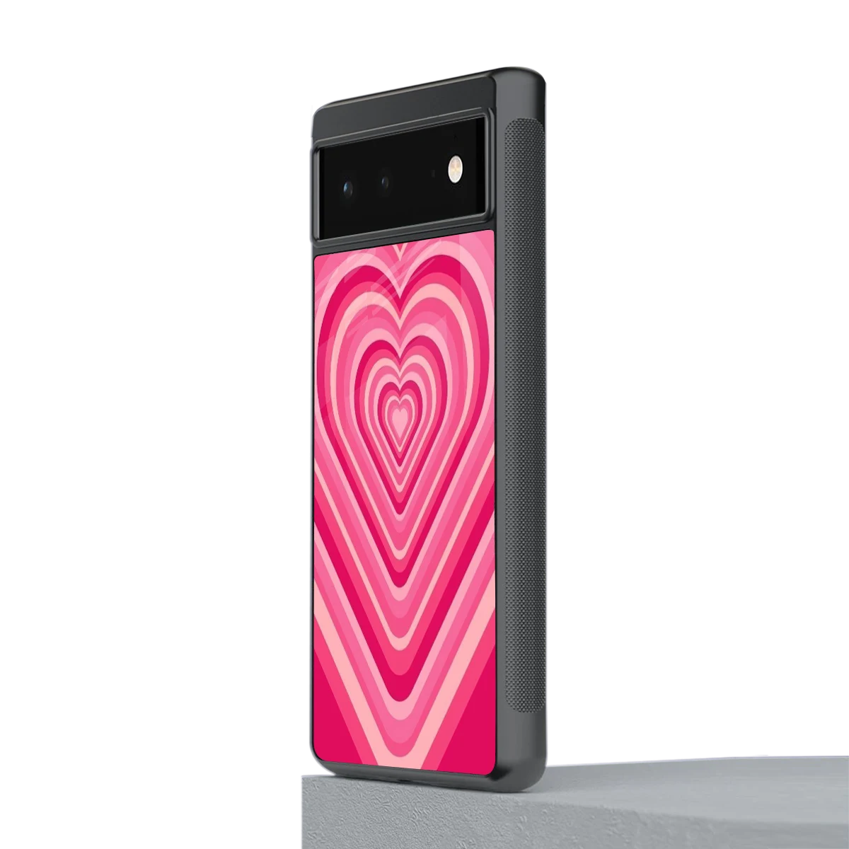 Y2K French Pink Hearts stylish phone case for google pixel 6a | glossy glass and slim fit