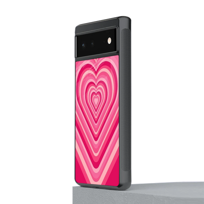 Y2K French Pink Hearts stylish phone case for google pixel 6a | glossy glass and slim fit