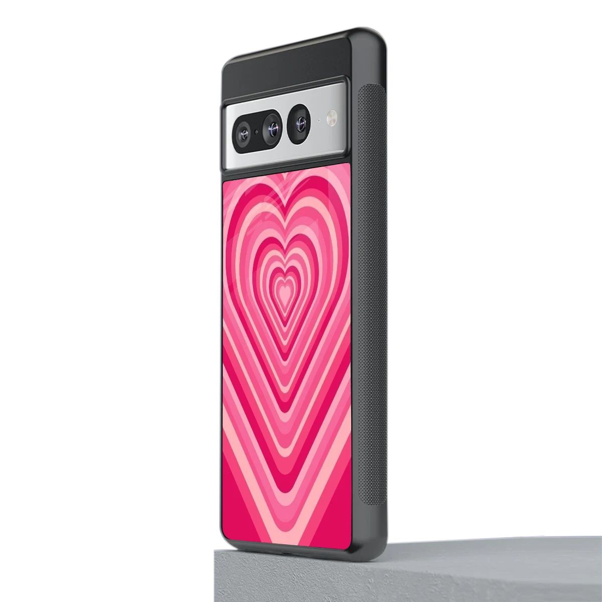 Y2K French Pink Hearts stylish phone case for google pixel 7 pro | glossy glass and slim fit