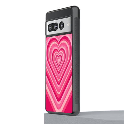 Y2K French Pink Hearts stylish phone case for google pixel 7 pro | glossy glass and slim fit