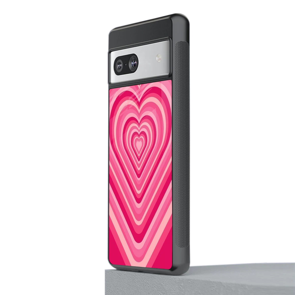 Y2K French Pink Hearts stylish phone case for google pixel 7a | glossy glass and slim fit