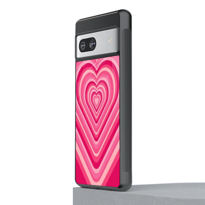 Y2K French Pink Hearts stylish phone case for google pixel 7 | glossy glass and slim fit