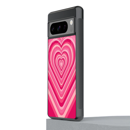 Y2K French Pink Hearts stylish phone case for google pixel 8 pro | glossy glass and slim fit