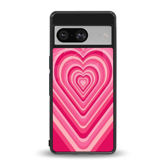 Y2K French Pink Hearts back phone cover | glass case for google pixel 8