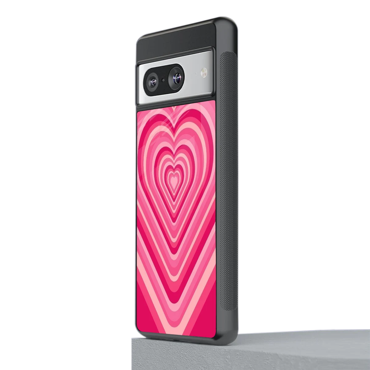 Y2K French Pink Hearts stylish phone case for google pixel 8 | glossy glass and slim fit