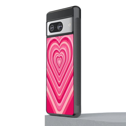 Y2K French Pink Hearts stylish phone case for google pixel 8 | glossy glass and slim fit