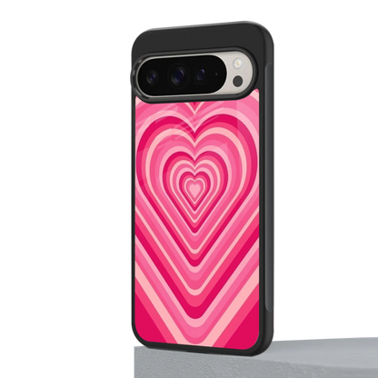 Y2K French Pink Hearts google pixel 9 pro xl mobile cover | shockproof glass phone case