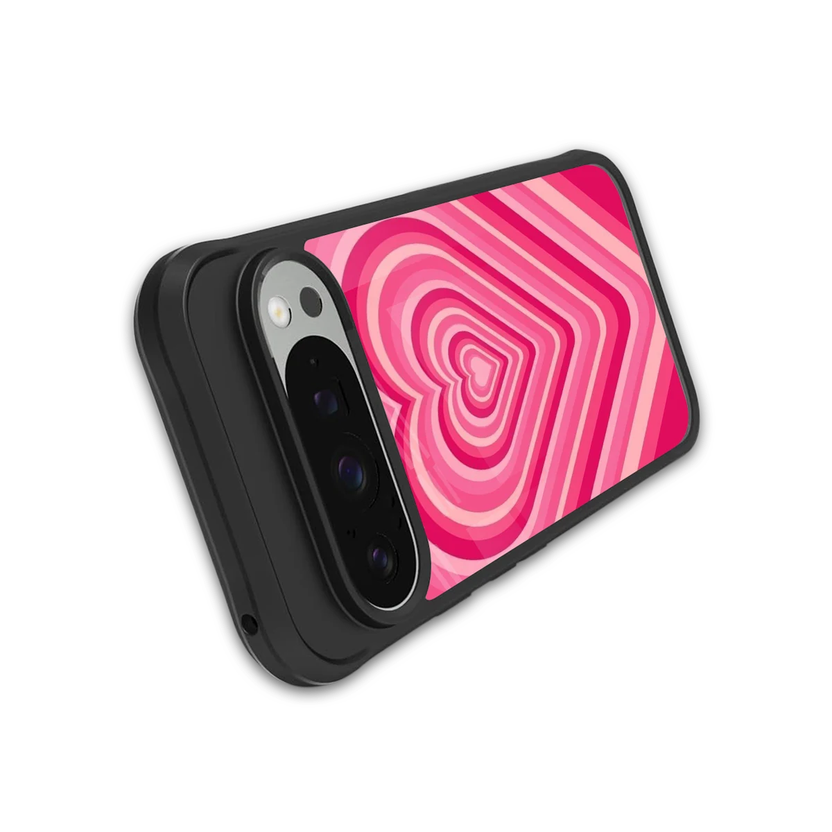 Y2K French Pink Hearts stylish phone case for google pixel 9 pro xl | glossy glass and slim fit