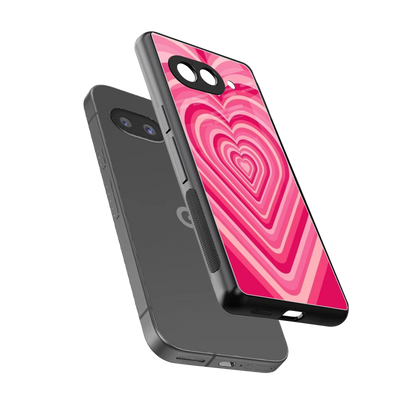 Y2K French Pink Hearts sleek google pixel 10a cover with tempered glass back and TPU edges
