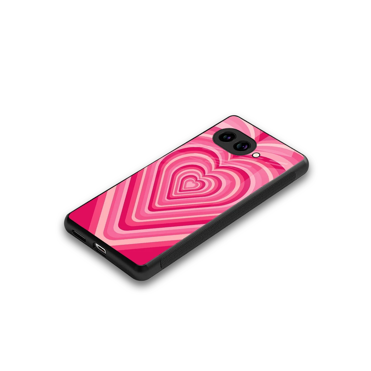Y2K French Pink Hearts stylish phone case for google pixel 10a | glossy glass and slim fit