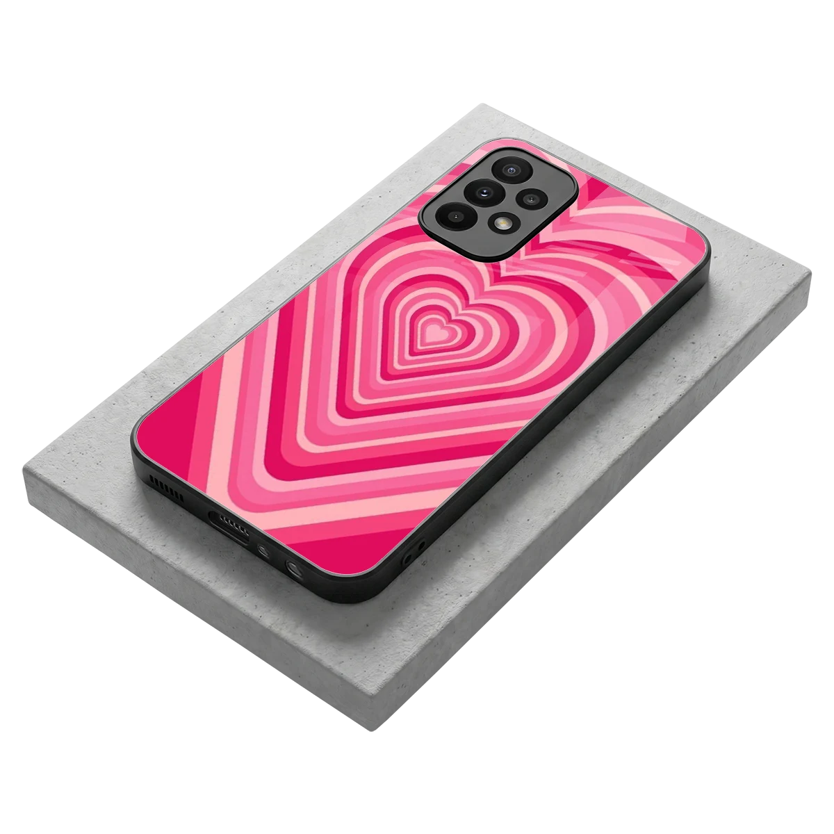 Y2K French Pink Hearts stylish phone case for samsung galaxy a23 | glossy glass and slim fit