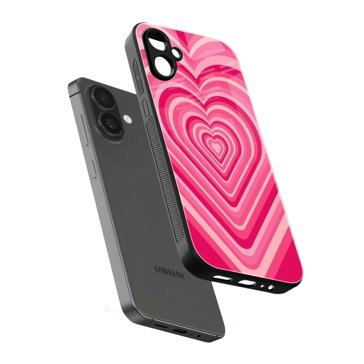 Y2K French Pink Hearts sleek samsung galaxy a06 5g cover with tempered glass back and TPU edges