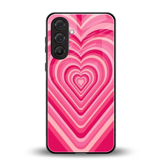 Y2K French Pink Hearts back phone cover | glass case for samsung galaxy m36 5g