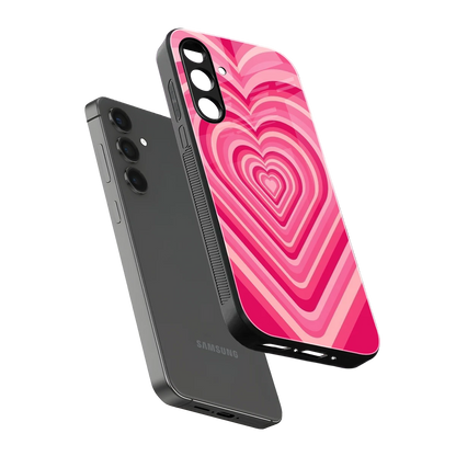 Y2K French Pink Hearts sleek samsung galaxy a14 5g cover with tempered glass back and TPU edges