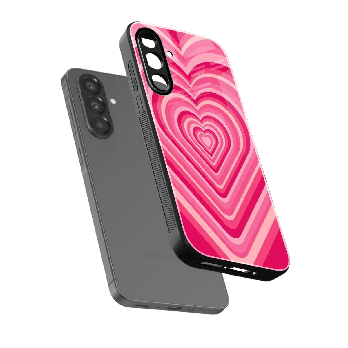 Y2K French Pink Hearts sleek samsung galaxy a17 5g cover with tempered glass back and TPU edges