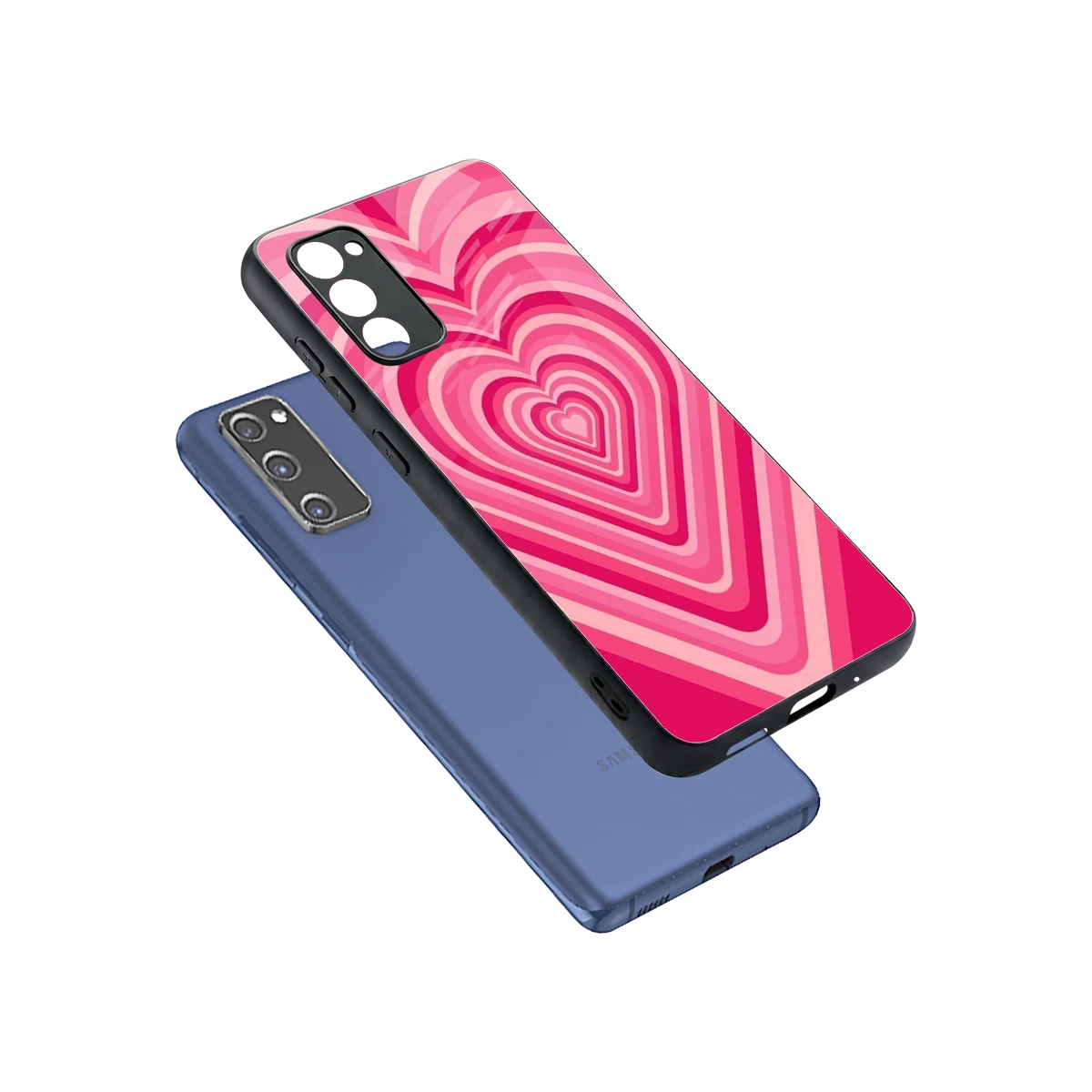 Y2K French Pink Hearts sleek samsung galaxy s20 fe cover with tempered glass back and TPU edges