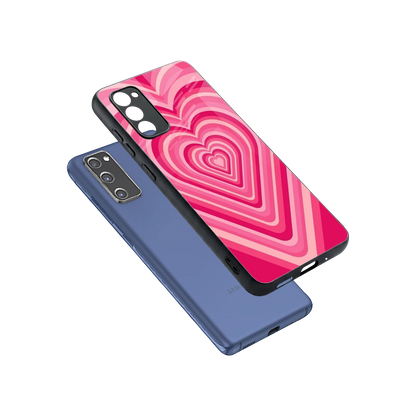 Y2K French Pink Hearts sleek samsung galaxy s20 fe cover with tempered glass back and TPU edges