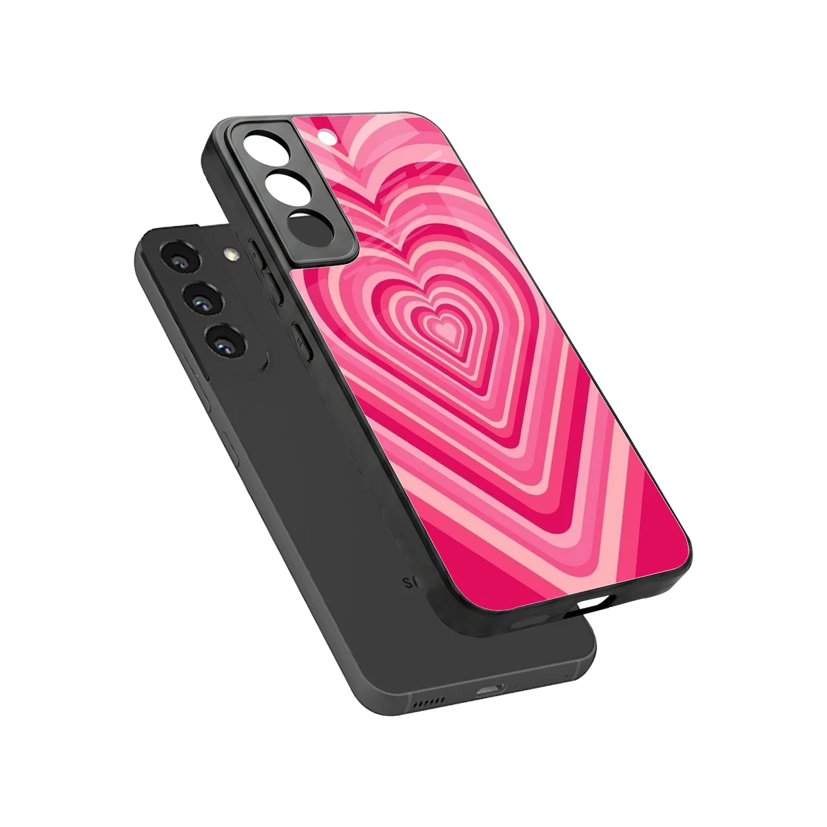 Y2K French Pink Hearts sleek samsung galaxy s22 cover with tempered glass back and TPU edges