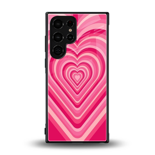 Y2K French Pink Hearts back phone cover | glass case for samsung galaxy s24 ultra