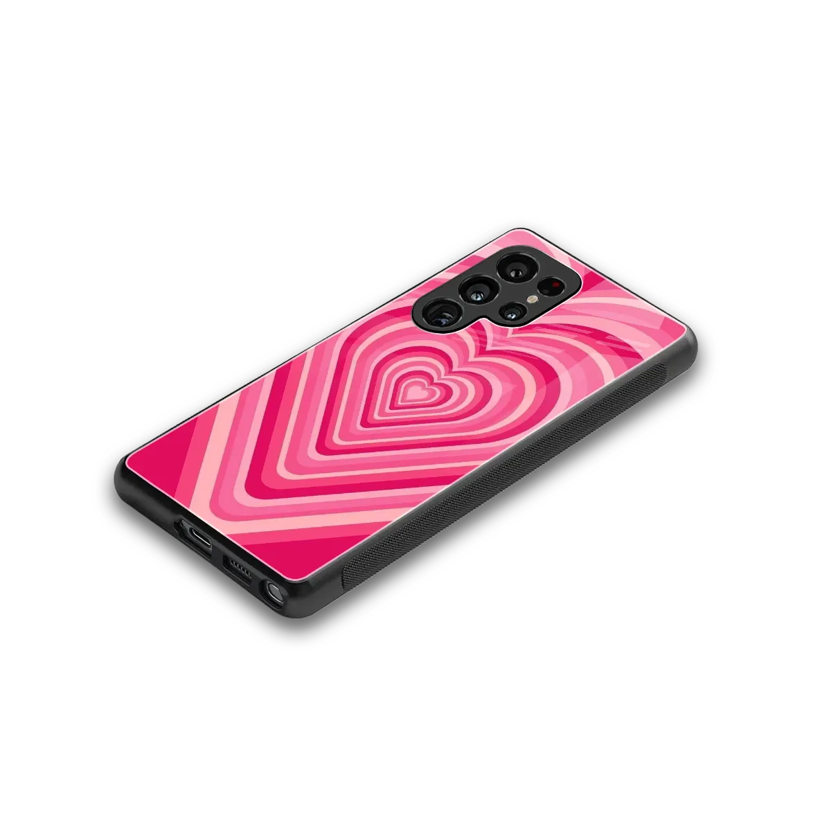 Y2K French Pink Hearts stylish phone case for samsung galaxy s25 ultra | glossy glass and slim fit