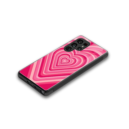 Y2K French Pink Hearts stylish phone case for samsung galaxy s25 ultra | glossy glass and slim fit