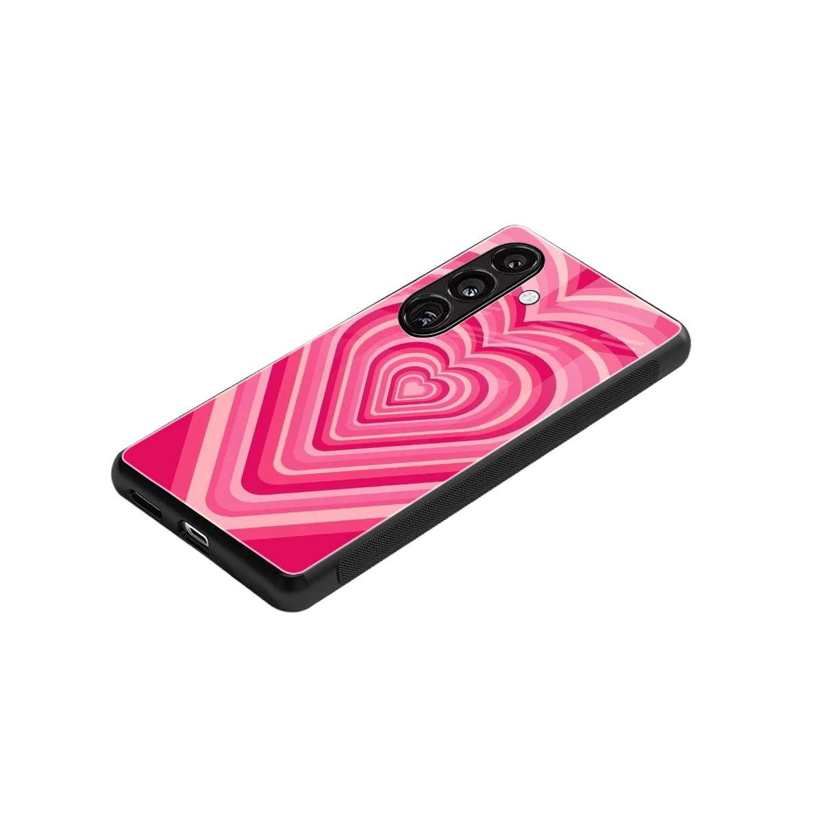 Y2K French Pink Hearts stylish phone case for samsung galaxy s24 | glossy glass and slim fit