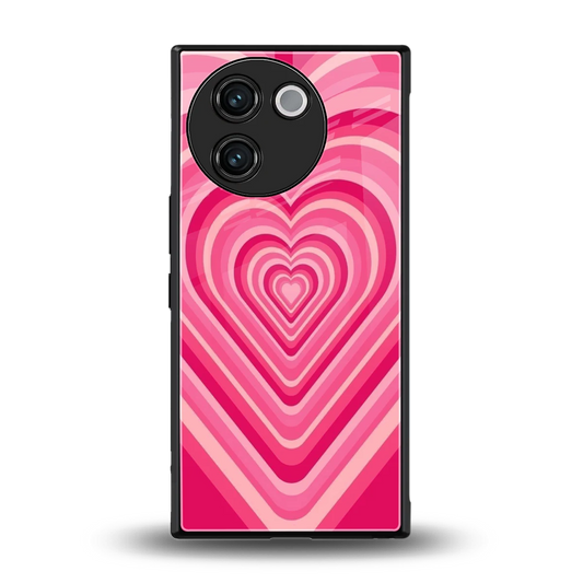 Y2K French Pink Hearts back phone cover | glass case for vivo v30e