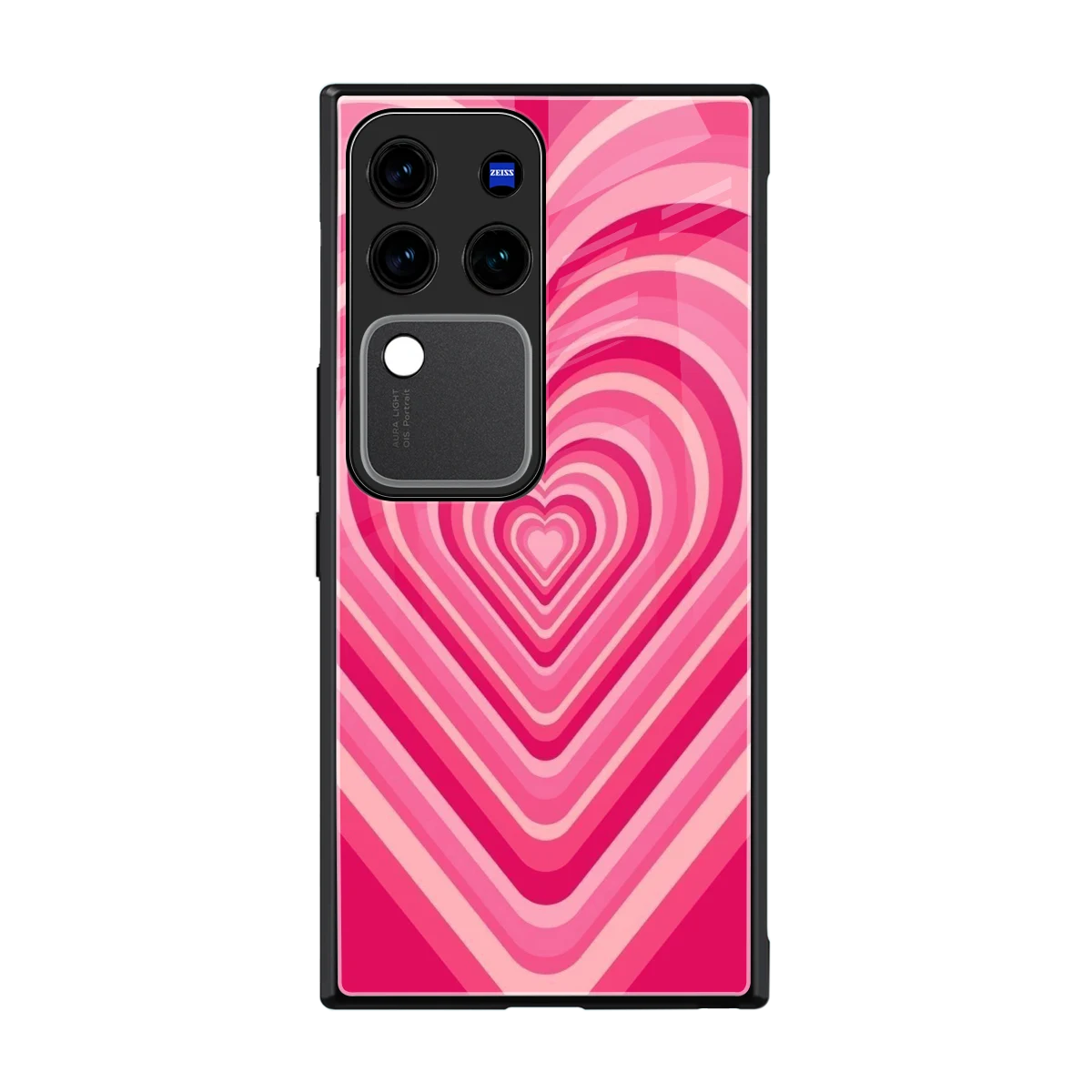 Y2K French Pink Hearts back phone cover | glass case forvivo v30 pro