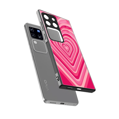 Y2K French Pink Hearts sleekvivo v30 pro cover with tempered glass back and TPU edges