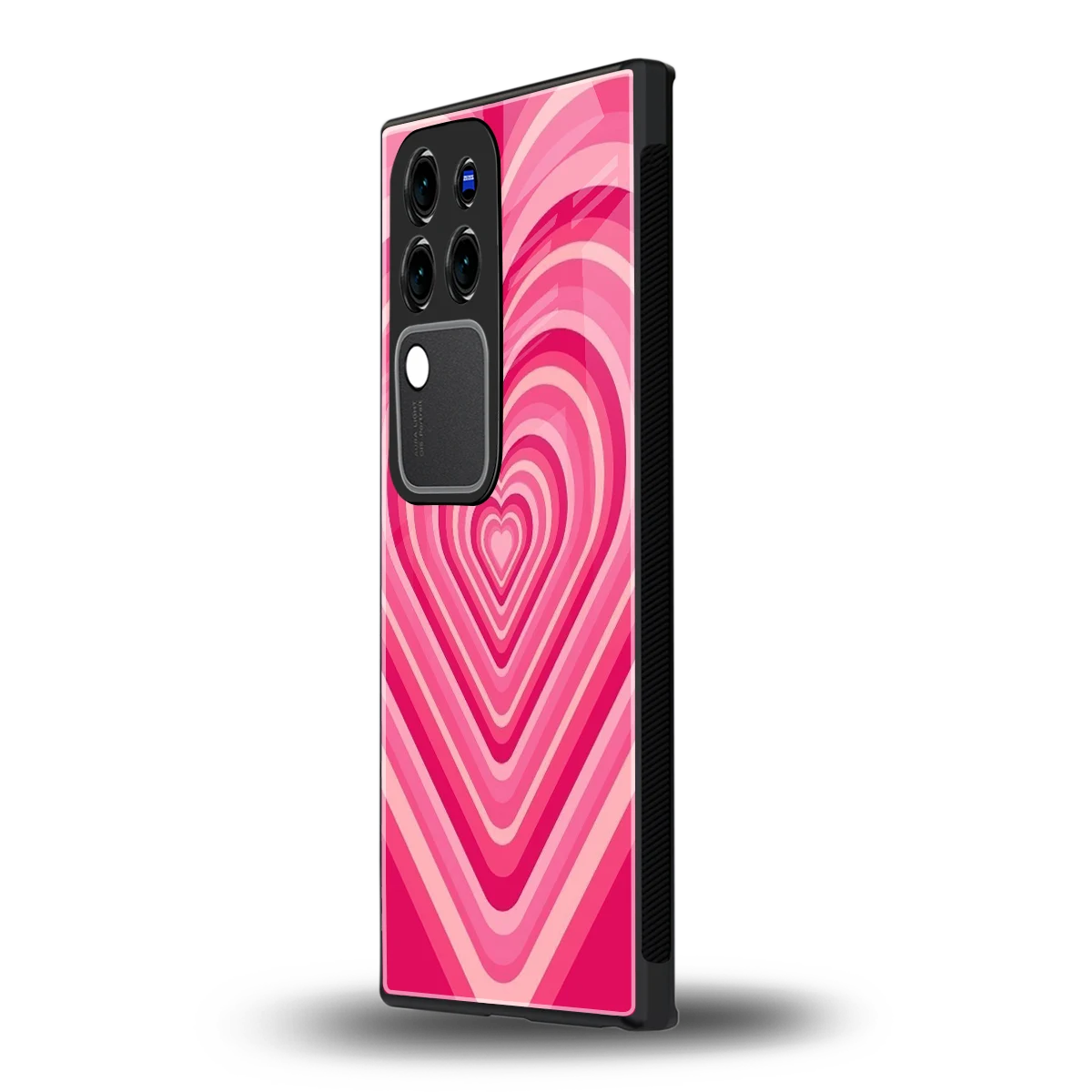 Y2K French Pink Heartsvivo v30 pro mobile cover | shockproof glass phone case