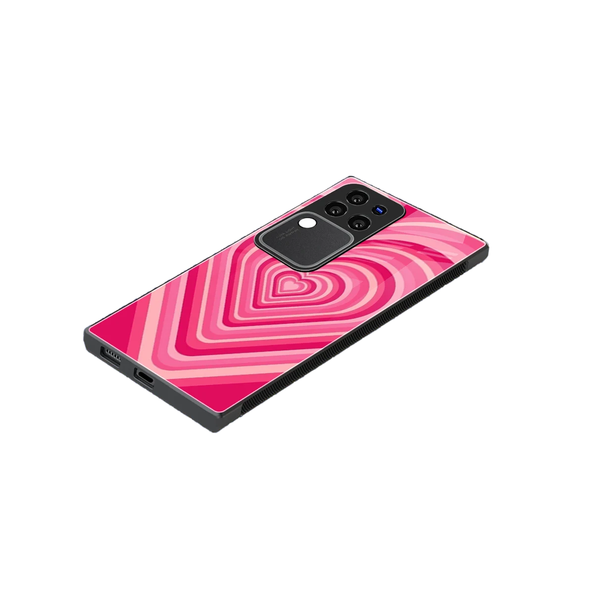 Y2K French Pink Hearts stylish phone case forvivo v30 pro | glossy glass and slim fit