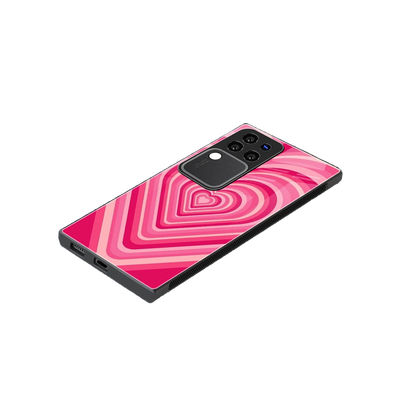 Y2K French Pink Hearts stylish phone case forvivo v30 pro | glossy glass and slim fit