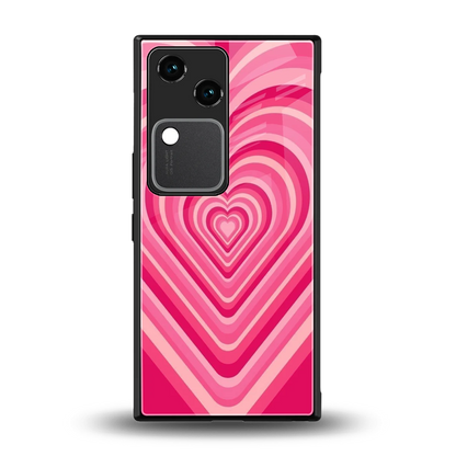 Y2K French Pink Hearts back phone cover | glass case for vivo v30