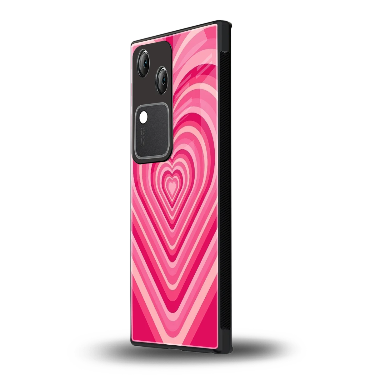 Y2K French Pink Hearts vivo v30 mobile cover | shockproof glass phone case