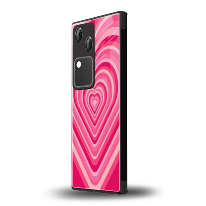 Y2K French Pink Hearts vivo v30 mobile cover | shockproof glass phone case